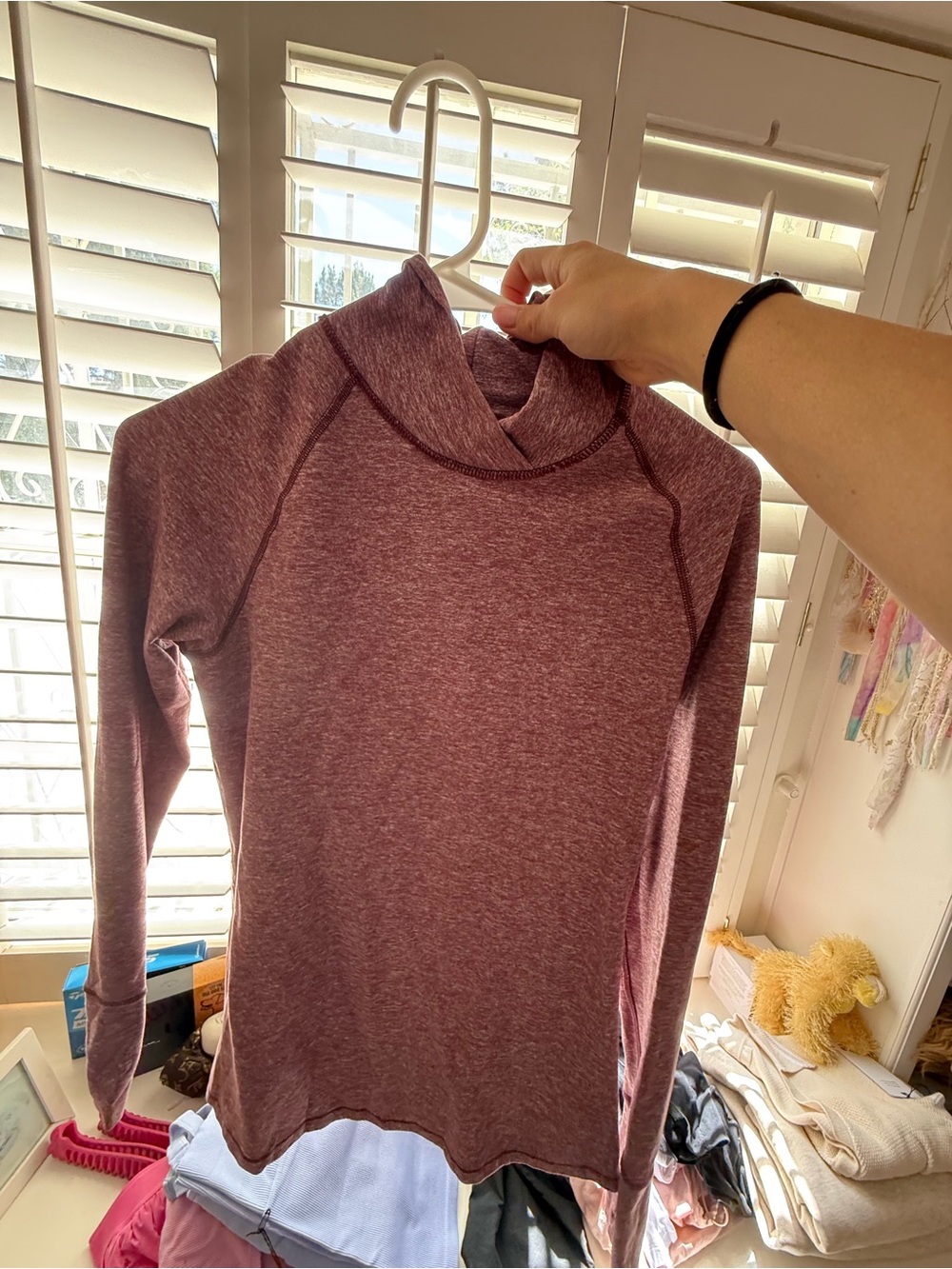 lululemon athletica Women's Heathered Plum Cowl Neck Long Sleeve